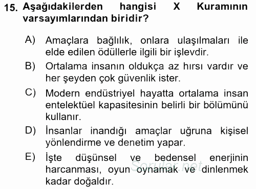 Çalışma Sosyolojisi 2016 - 2017 Ara Sınavı 15.Soru