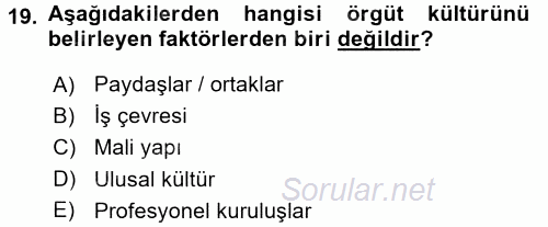 Çalışma Sosyolojisi 2016 - 2017 Ara Sınavı 19.Soru