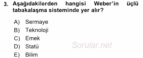 Çalışma Sosyolojisi 2016 - 2017 Ara Sınavı 3.Soru
