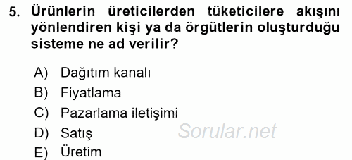 Genel İşletme 2017 - 2018 Dönem Sonu Sınavı 5.Soru