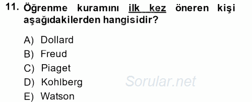 Toplumsal Yaşamda Aile 2014 - 2015 Tek Ders Sınavı 11.Soru