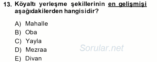 Toplumsal Yaşamda Aile 2014 - 2015 Tek Ders Sınavı 13.Soru
