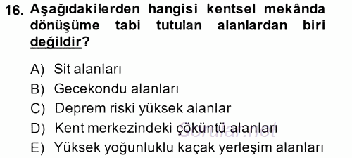 Toplumsal Yaşamda Aile 2014 - 2015 Tek Ders Sınavı 16.Soru