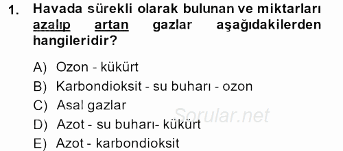 Peyzaj Çevre ve Tarım 2014 - 2015 Ara Sınavı 1.Soru