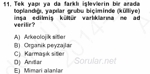 Peyzaj Çevre ve Tarım 2014 - 2015 Ara Sınavı 11.Soru