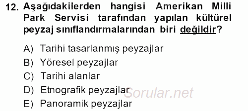 Peyzaj Çevre ve Tarım 2014 - 2015 Ara Sınavı 12.Soru