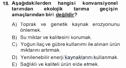 Peyzaj Çevre ve Tarım 2014 - 2015 Ara Sınavı 18.Soru