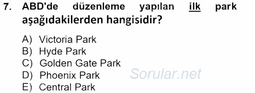 Peyzaj Çevre ve Tarım 2014 - 2015 Ara Sınavı 7.Soru