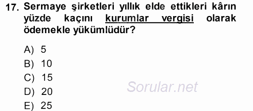 Proje Analizi ve Değerlendirme 2014 - 2015 Ara Sınavı 17.Soru