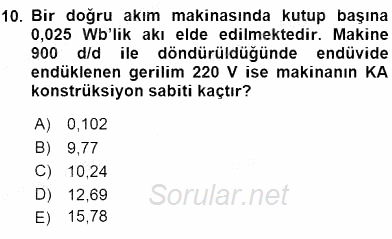 Elektrik Makinaları 2016 - 2017 Ara Sınavı 10.Soru
