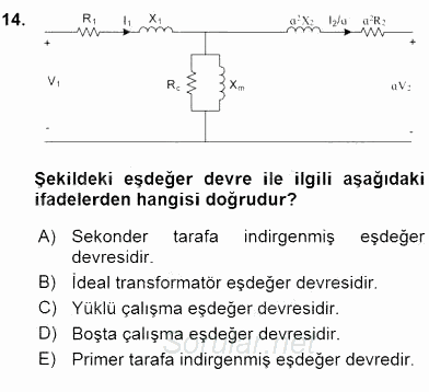Elektrik Makinaları 2016 - 2017 Ara Sınavı 14.Soru