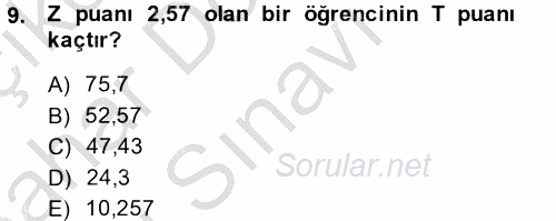 Ölçme Ve Değerlendirme 2013 - 2014 Dönem Sonu Sınavı 9.Soru