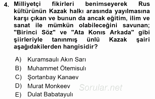 Çağdaş Türk Edebiyatları 2 2015 - 2016 Tek Ders Sınavı 4.Soru