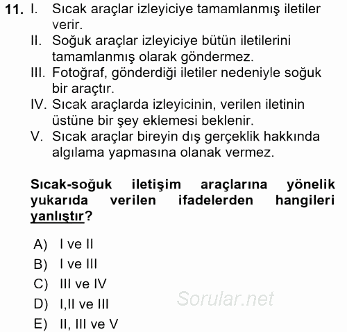 Fotoğraf Kültürü 2016 - 2017 Dönem Sonu Sınavı 11.Soru