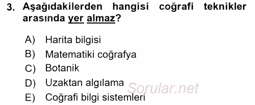 Tarihi Coğrafya 2016 - 2017 Dönem Sonu Sınavı 3.Soru