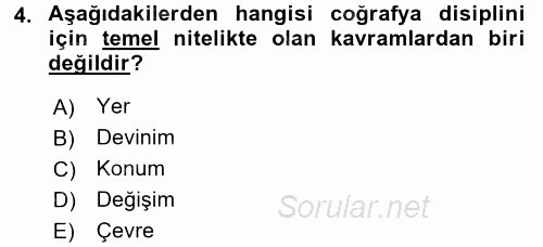 Tarihi Coğrafya 2016 - 2017 Dönem Sonu Sınavı 4.Soru