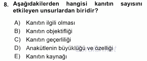 Muhasebe Denetimi ve Mali Analiz 2017 - 2018 3 Ders Sınavı 8.Soru