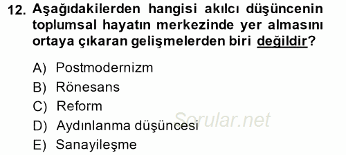 Çalışma Sosyolojisi 2014 - 2015 Ara Sınavı 12.Soru