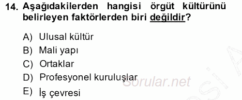 Çalışma Sosyolojisi 2014 - 2015 Ara Sınavı 14.Soru