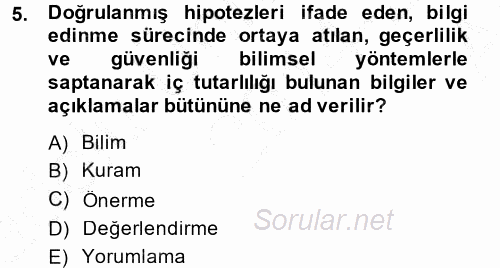 Çalışma Sosyolojisi 2014 - 2015 Ara Sınavı 5.Soru