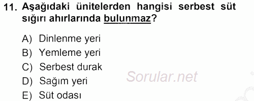 Tarımsal Yapılar ve Sulama 2012 - 2013 Ara Sınavı 11.Soru