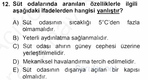 Tarımsal Yapılar ve Sulama 2012 - 2013 Ara Sınavı 12.Soru