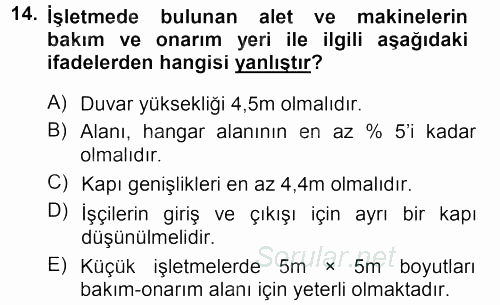 Tarımsal Yapılar ve Sulama 2012 - 2013 Ara Sınavı 14.Soru