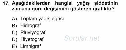 Tarımsal Yapılar ve Sulama 2012 - 2013 Ara Sınavı 17.Soru