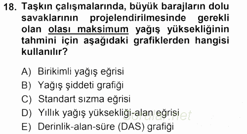 Tarımsal Yapılar ve Sulama 2012 - 2013 Ara Sınavı 18.Soru