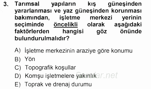 Tarımsal Yapılar ve Sulama 2012 - 2013 Ara Sınavı 3.Soru