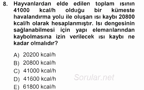 Tarımsal Yapılar ve Sulama 2012 - 2013 Ara Sınavı 8.Soru
