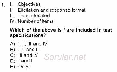 Yabancı Dil Öğretiminde Ölçme Ve Değerlendirme 1 2014 - 2015 Ara Sınavı 1.Soru