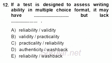 Yabancı Dil Öğretiminde Ölçme Ve Değerlendirme 1 2014 - 2015 Ara Sınavı 12.Soru