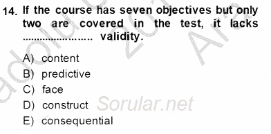 Yabancı Dil Öğretiminde Ölçme Ve Değerlendirme 1 2014 - 2015 Ara Sınavı 14.Soru