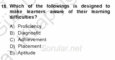 Yabancı Dil Öğretiminde Ölçme Ve Değerlendirme 1 2014 - 2015 Ara Sınavı 18.Soru