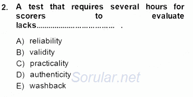 Yabancı Dil Öğretiminde Ölçme Ve Değerlendirme 1 2014 - 2015 Ara Sınavı 2.Soru