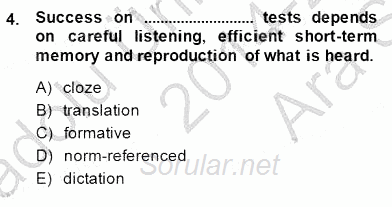 Yabancı Dil Öğretiminde Ölçme Ve Değerlendirme 1 2014 - 2015 Ara Sınavı 4.Soru