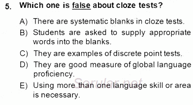 Yabancı Dil Öğretiminde Ölçme Ve Değerlendirme 1 2014 - 2015 Ara Sınavı 5.Soru