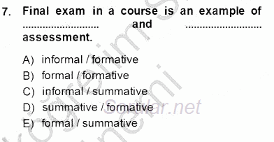 Yabancı Dil Öğretiminde Ölçme Ve Değerlendirme 1 2014 - 2015 Ara Sınavı 7.Soru