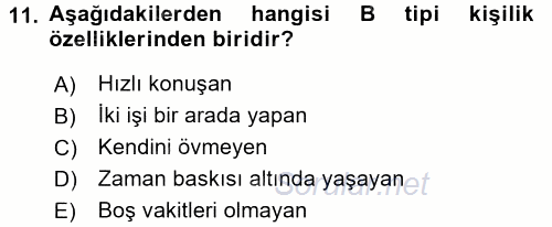 Örgütsel Davranış 2016 - 2017 3 Ders Sınavı 11.Soru