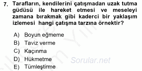Örgütsel Davranış 2016 - 2017 3 Ders Sınavı 7.Soru