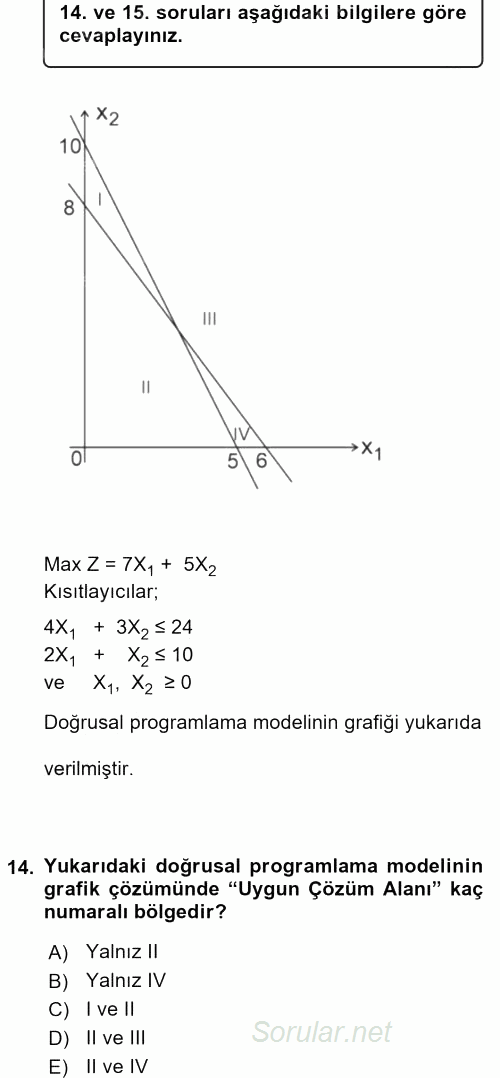 Yöneylem Araştırması 1 2017 - 2018 Ara Sınavı 14.Soru