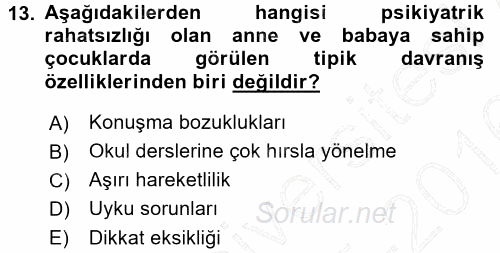 Aile İçi Uyumlu Etkileşim 2015 - 2016 Dönem Sonu Sınavı 13.Soru
