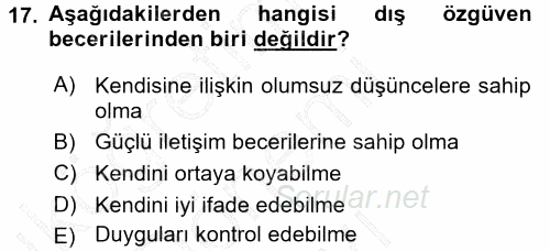 Aile İçi Uyumlu Etkileşim 2015 - 2016 Dönem Sonu Sınavı 17.Soru