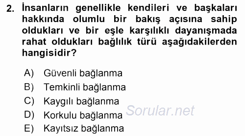 Aile İçi Uyumlu Etkileşim 2015 - 2016 Dönem Sonu Sınavı 2.Soru