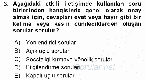 Aile İçi Uyumlu Etkileşim 2015 - 2016 Dönem Sonu Sınavı 3.Soru