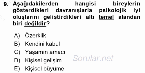 Aile İçi Uyumlu Etkileşim 2015 - 2016 Dönem Sonu Sınavı 9.Soru