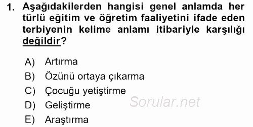 Din Eğitimi Ve Din Hizmetlerinde Rehberlik 2016 - 2017 Ara Sınavı 1.Soru