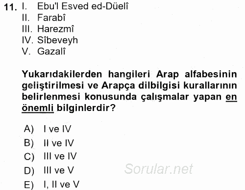 Din Eğitimi Ve Din Hizmetlerinde Rehberlik 2016 - 2017 Ara Sınavı 11.Soru