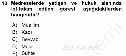 Din Eğitimi Ve Din Hizmetlerinde Rehberlik 2016 - 2017 Ara Sınavı 13.Soru